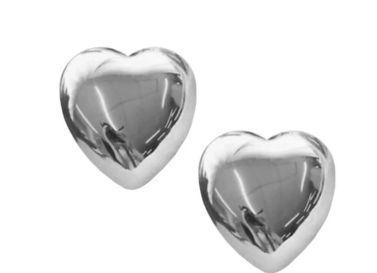Puff Heart Studs Silver - Adriana Pappas Designs