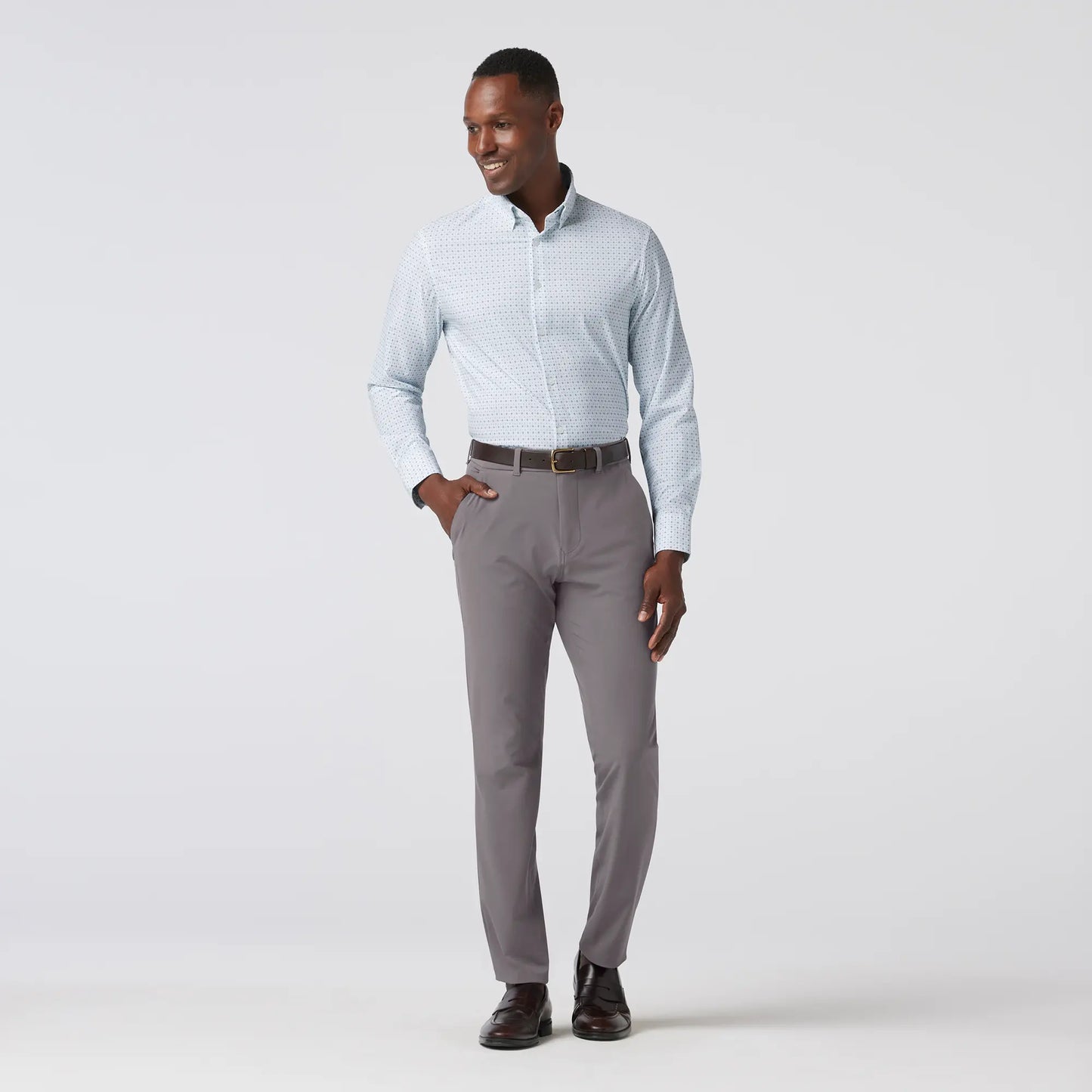 Leeward Dress Shirt White Hatch Mark - Mizzen + Main