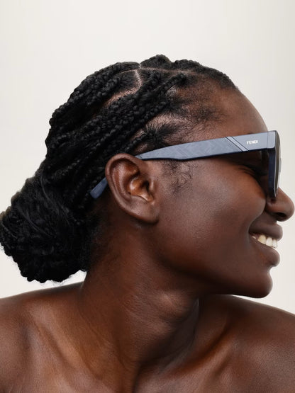 Fendi Diagonal Shiny Blue Smoke Sunglasses - FENDI