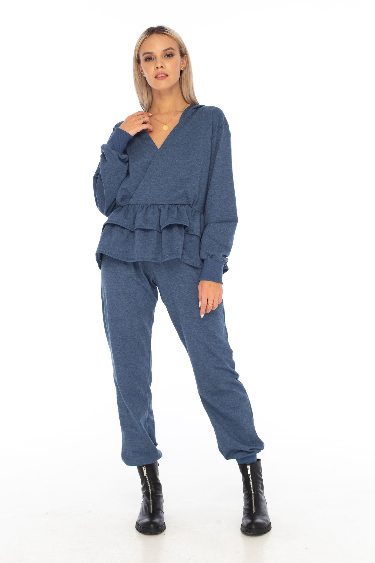 Loungewear Frill Hoodie Indigo - Skemo