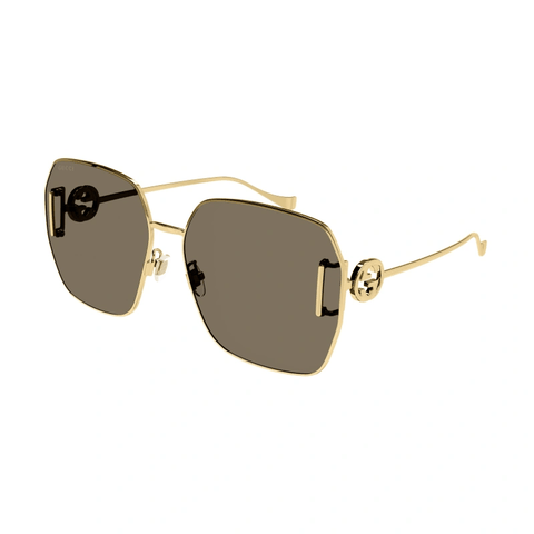Womens Metal Gold Brown Sunglasses - Gucci