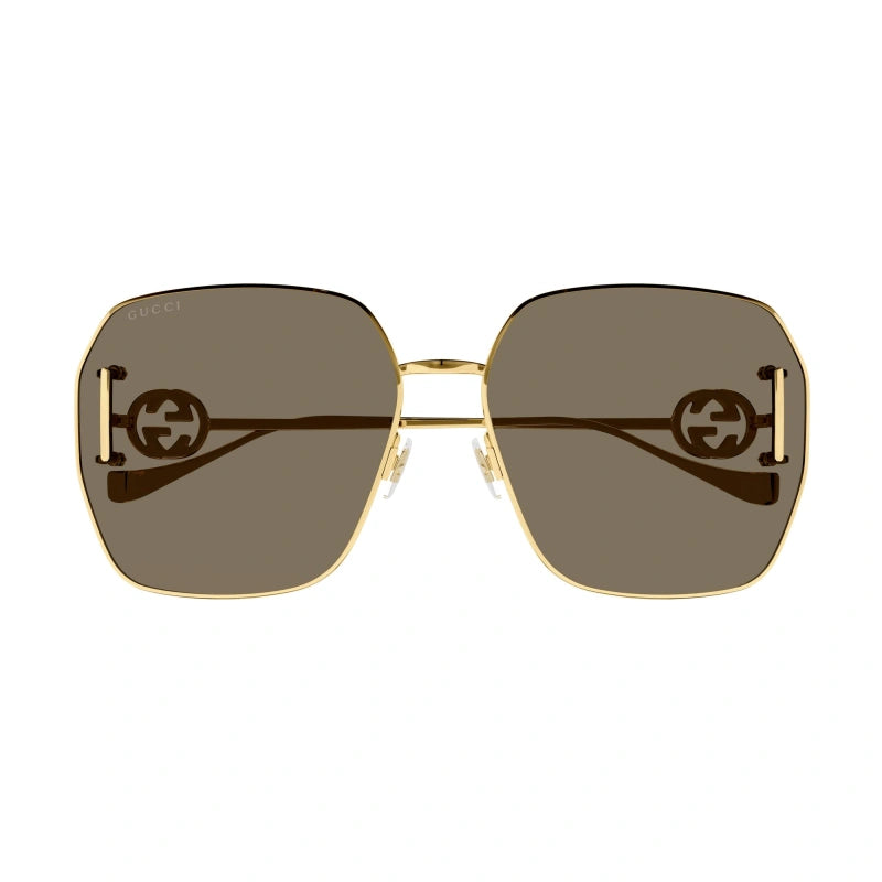 Womens Metal Gold Brown Sunglasses - Gucci