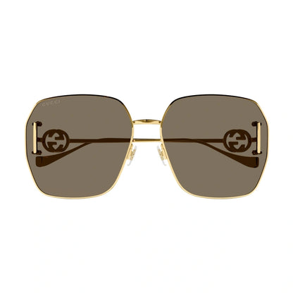 Womens Metal Gold Brown Sunglasses - Gucci