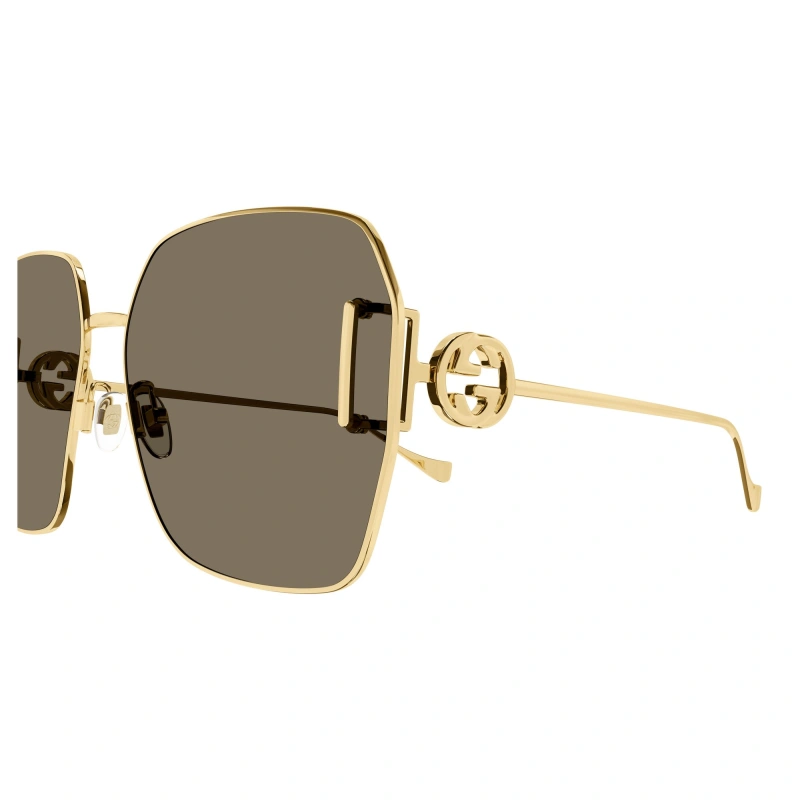 Womens Metal Gold Brown Sunglasses - Gucci