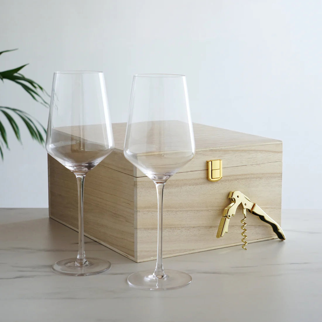 Crystal Wine Glass And Corkscrew Gift Box Set - Viski