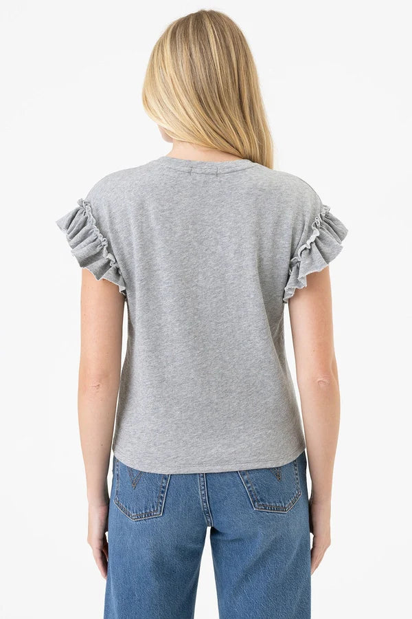 Heathered Ruffle Top Gray Heather - Goldie Lewinter