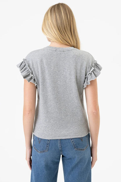 Heathered Ruffle Top Gray Heather - Goldie Lewinter