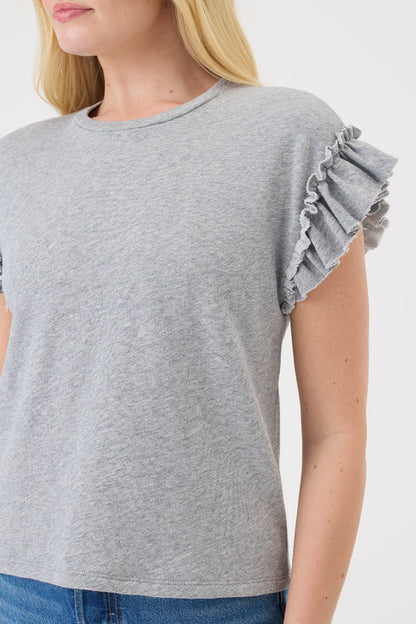 Heathered Ruffle Top Gray Heather - Goldie Lewinter