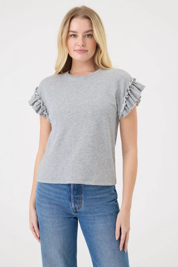 Heathered Ruffle Top Gray Heather - Goldie Lewinter