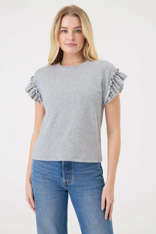 Heathered Ruffle Top Gray Heather - Goldie Lewinter