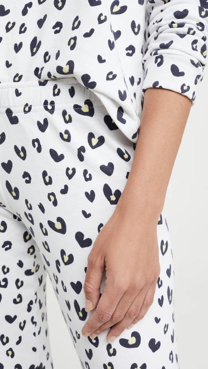 Heart Leopard Elastic Waist Sweats Natural - Monrow