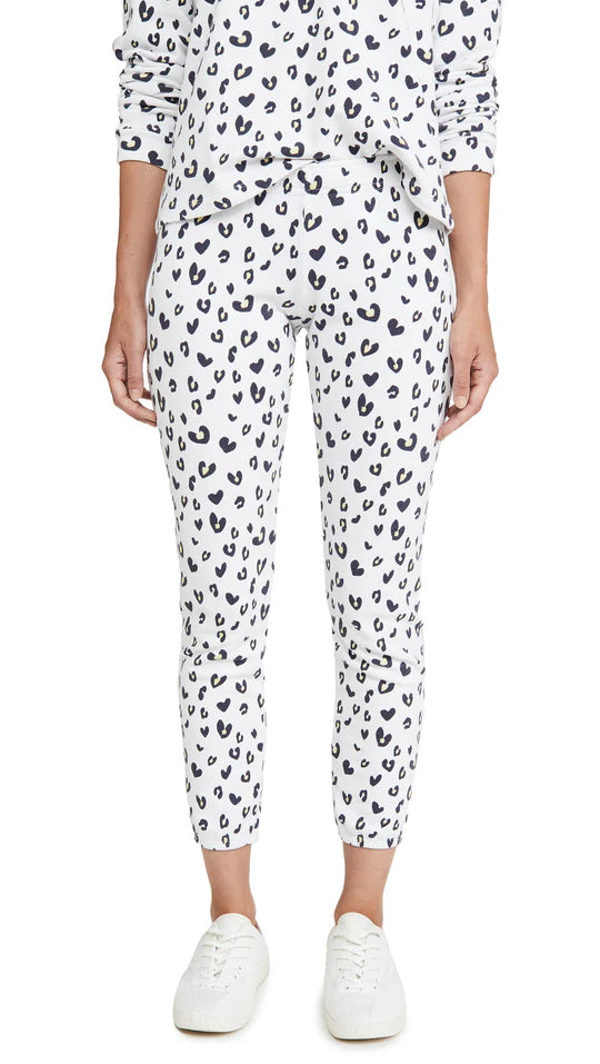 Heart Leopard Elastic Waist Sweats Natural - Monrow