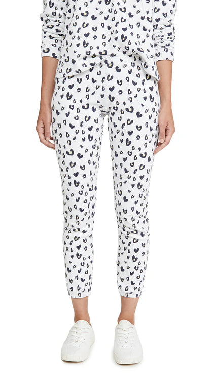 Heart Leopard Elastic Waist Sweats Natural - Monrow
