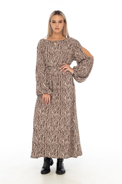 Rainforest Winter NY Long Dress Chocolate - Skemo