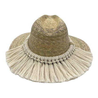 Indiana Palm Hat Half Moon Band Natural - Chisme Lifestyle