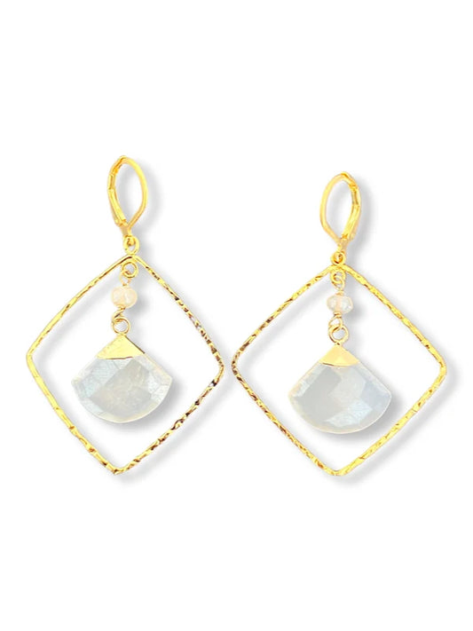 Diamond Fan Earrings Gold - Cimber Desgins