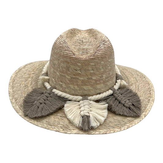 Indiana Palm Hat Leaves Macrame Band Oatmeal - Chisme Lifestyle