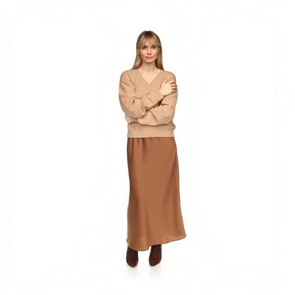 Stargazer V Neck Sweater Rice Camel - Brodie Cashmere