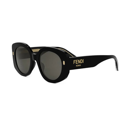 Fendi Roma Shiny Black Smoke Sunglasses - FENDI