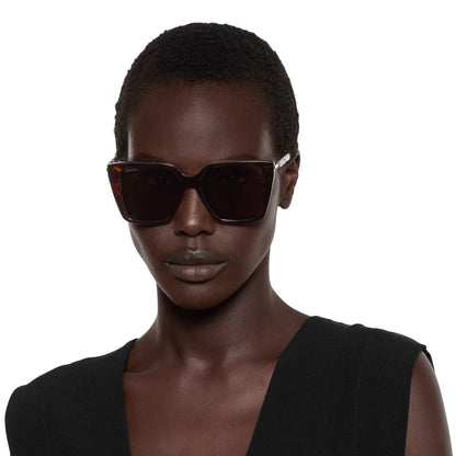 Womens Square Frame Sunglasses Dark Brown Tortoiseshell - Gucci