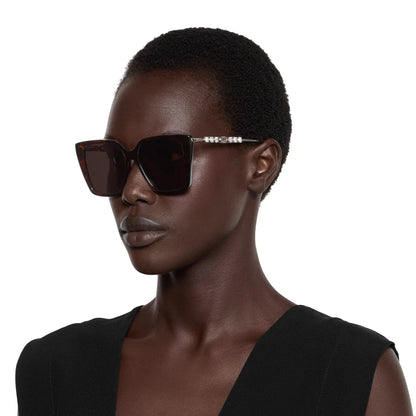 Womens Square Frame Sunglasses Dark Brown Tortoiseshell - Gucci