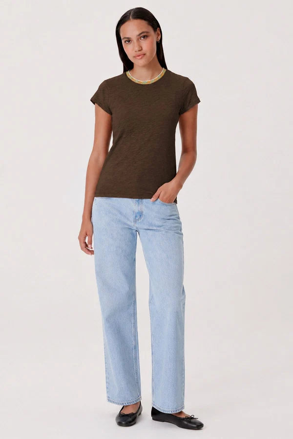 Iridescent Shimmer Ringer Tee Coffee - Goldie Lewinter