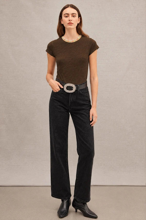 Iridescent Shimmer Ringer Tee Coffee - Goldie Lewinter