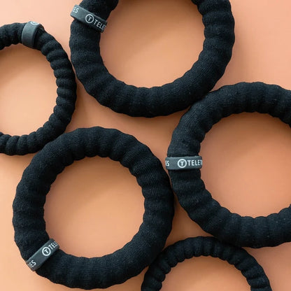 Large Nylon Hair Ties Jet Black - TELETIES