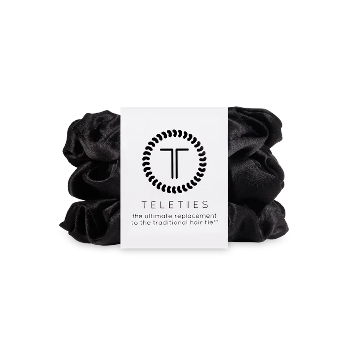 Large Silk Scrunchies Jet Black - TELETIES