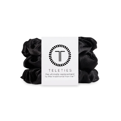 Large Silk Scrunchies Jet Black - TELETIES