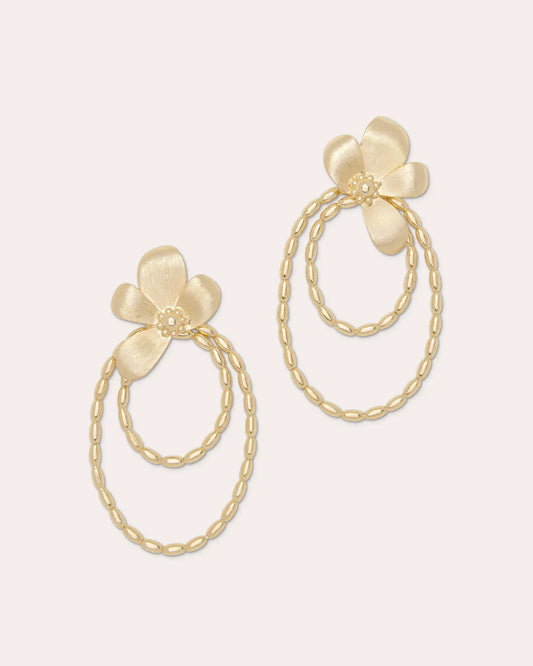Anya Flower Hoop Earrings Gold - Ramy Brook