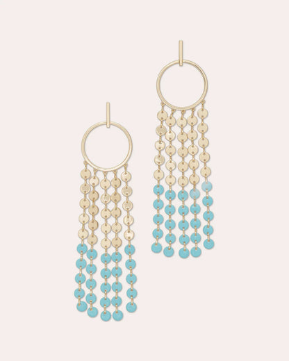 Miraya Enamel Chandelier Earrings Bazaar Blue - Ramy Brook