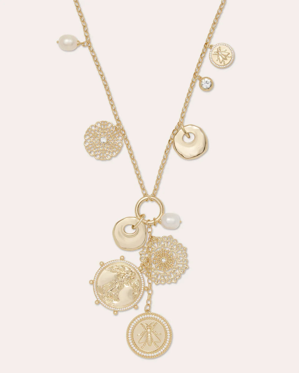 Selena Medallion Charm Necklace Gold - Ramy Brook