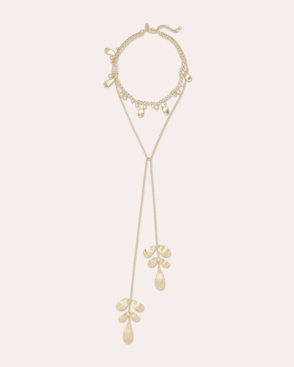 Anya Flower Lariat Necklace Gold - Ramy Brook
