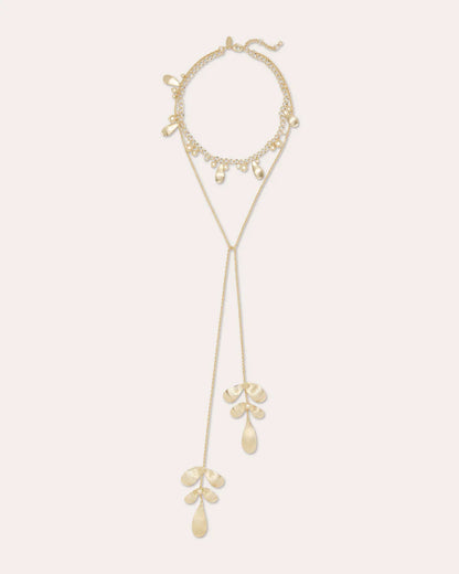 Anya Flower Lariat Necklace Gold - Ramy Brook