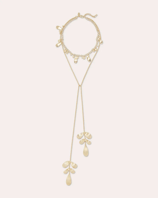 Anya Flower Lariat Necklace Gold - Ramy Brook