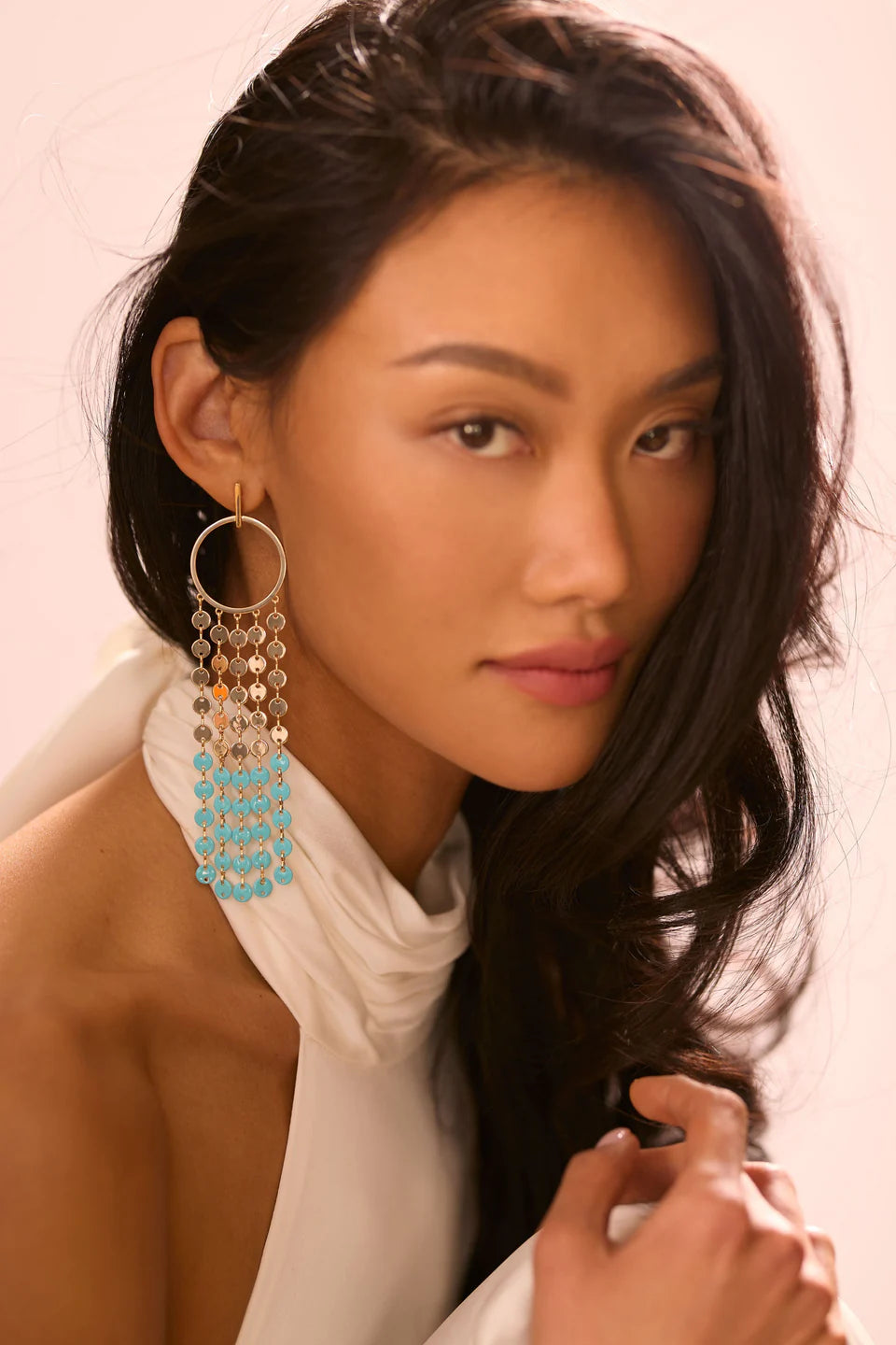 Miraya Enamel Chandelier Earrings Bazaar Blue - Ramy Brook