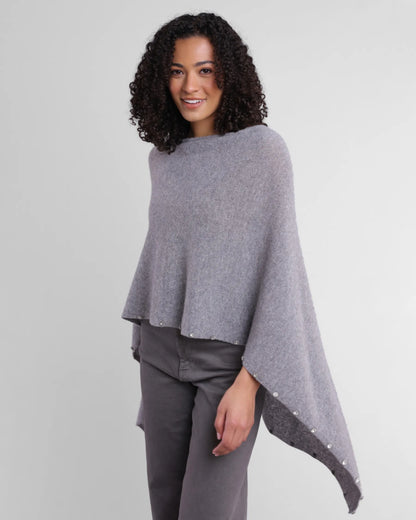 Cashmere Rhinestone Poncho Flagstone - Jackie Z Style Co.