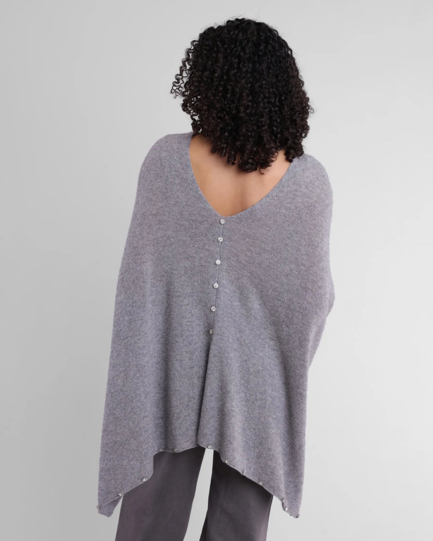 Cashmere Rhinestone Poncho Flagstone - Jackie Z Style Co.