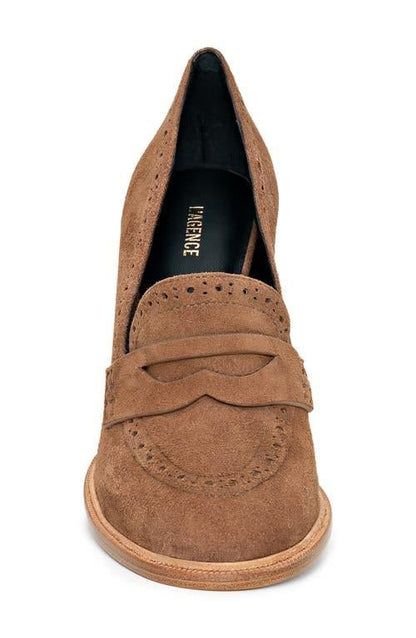 Bea Penny Loafer Pump Sand Suede - L'AGENCE