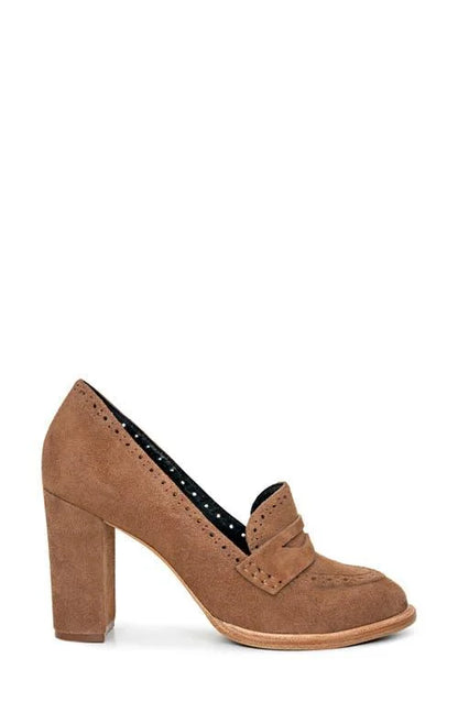 Bea Penny Loafer Pump Sand Suede - L'AGENCE