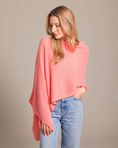 Cashmere Poncho Grapefruit - Jackie Z Style Co.