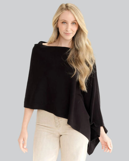 Cotton Cashmere Poncho Black - Jackie Z Style Co.