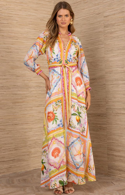 Lakelynn Linen Maxi Dress Orange - Hale Bob
