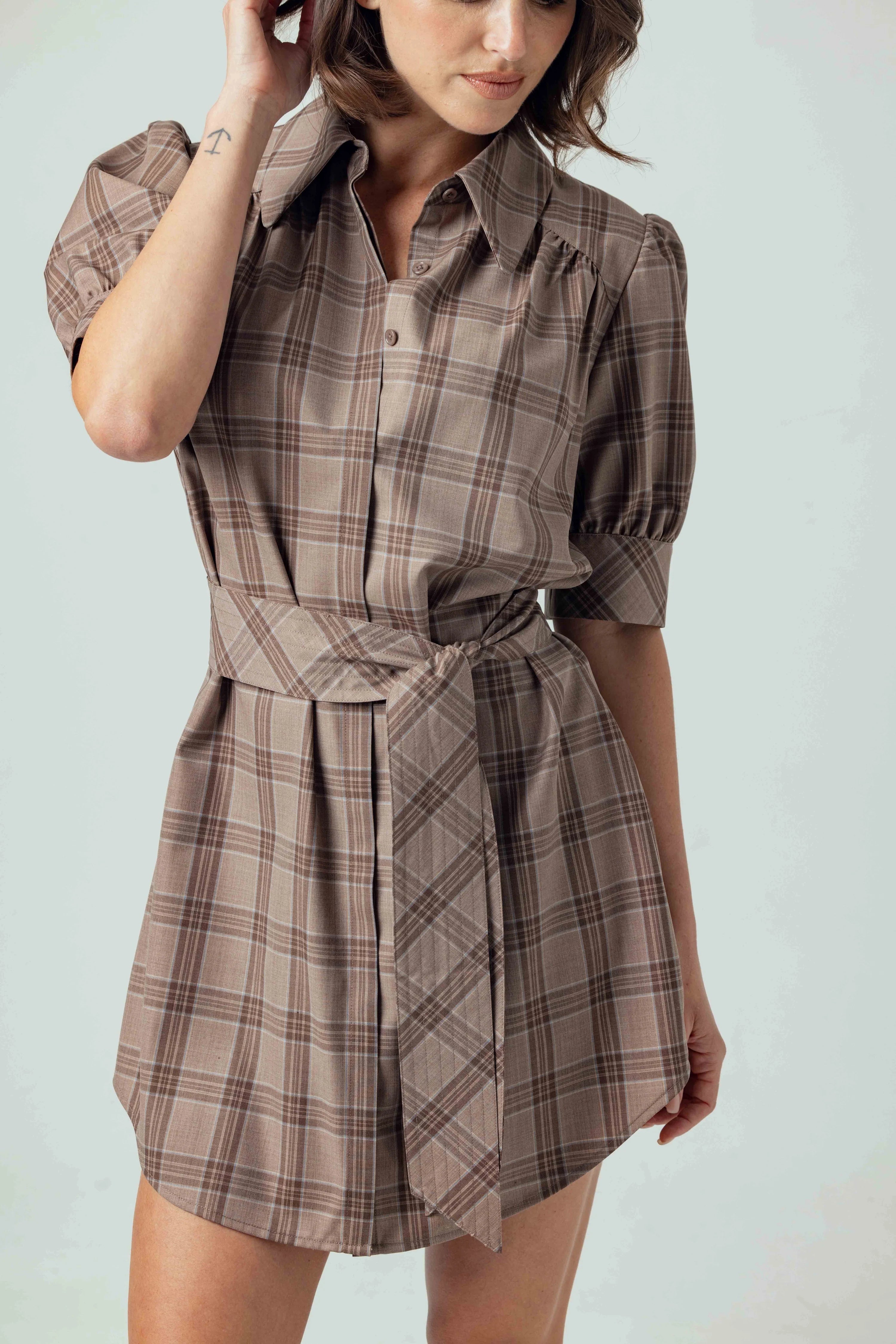 Kambry Dress Mocha Plaid - Sundays