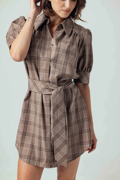 Kambry Dress Mocha Plaid - Sundays