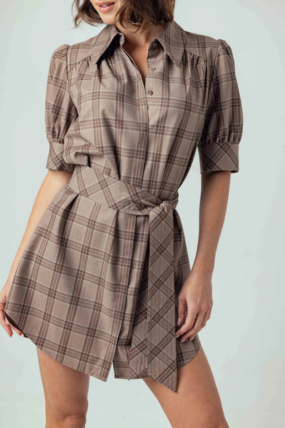 Kambry Dress Mocha Plaid - Sundays