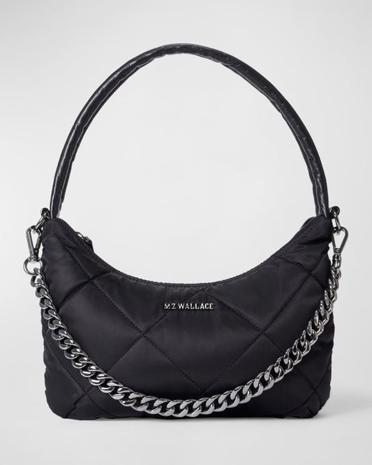 Small Quilted Bowery Shoulder Bag Black - MZ Wallace