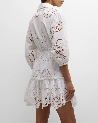 Robin Dress Embroidered Eyelet White - Cara Cara