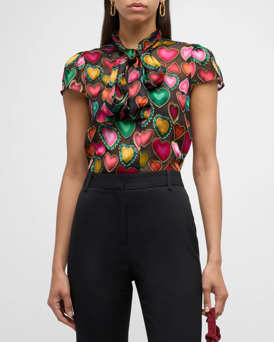 Jeannie Bow Blouse Love Ease - Alice + Olivia